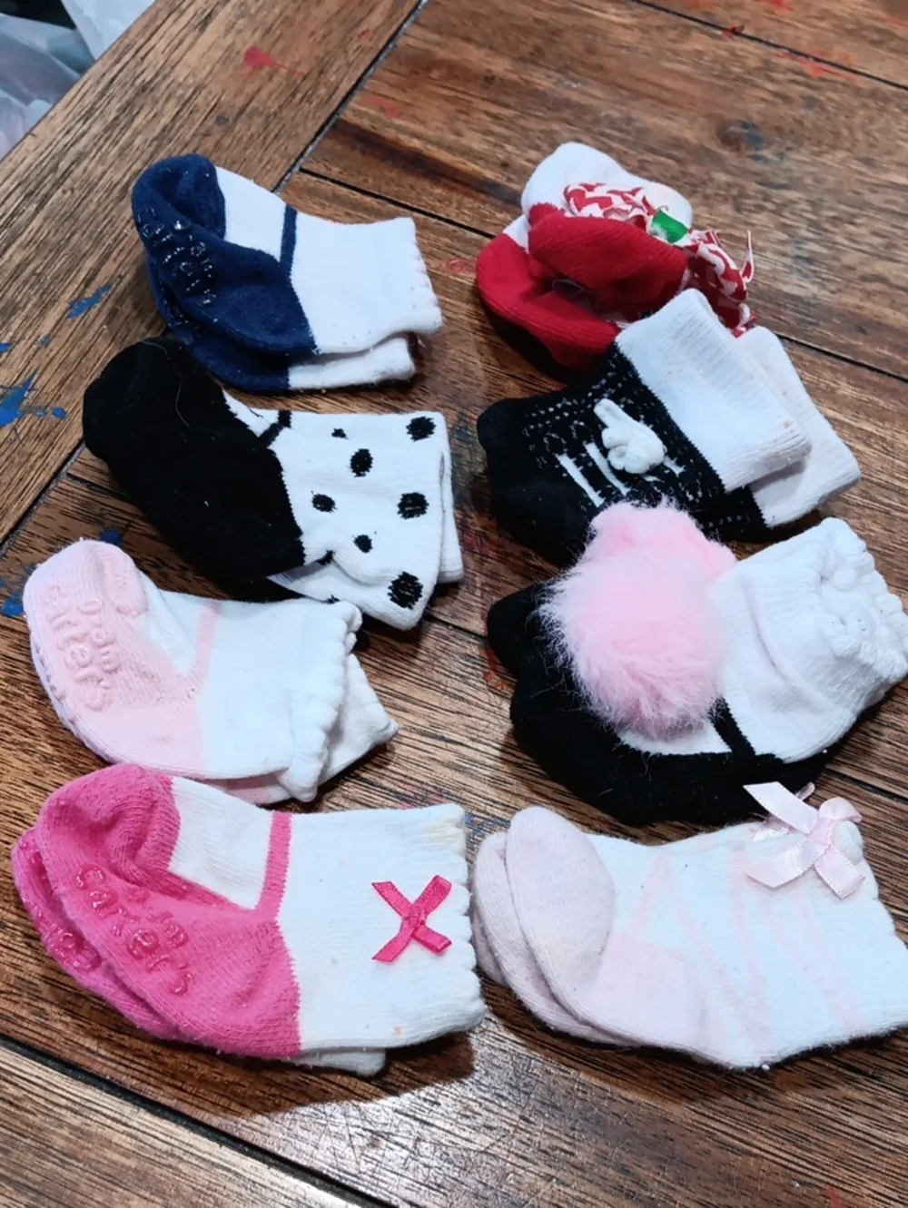 Infant Kids Non-Slip Ankle Socks - Pink, Black, White (Pack)